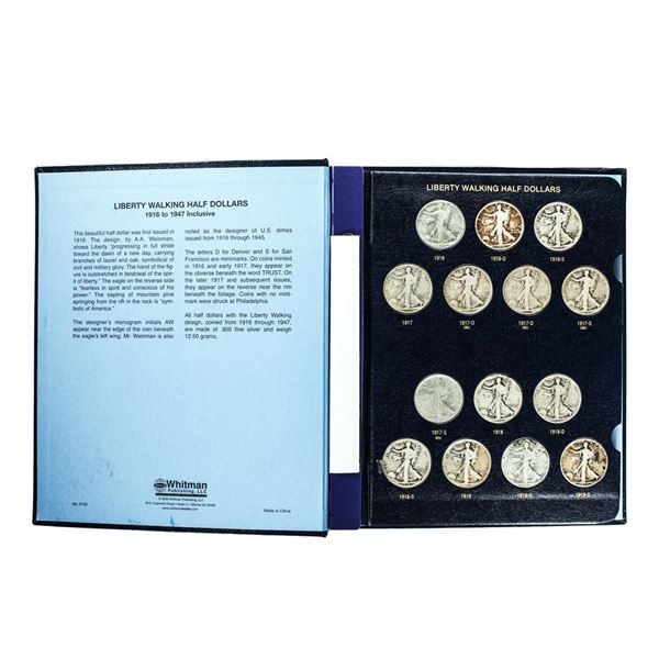 1916 - 1947 Liberty Walking Half Dollar Coins Whitman Album