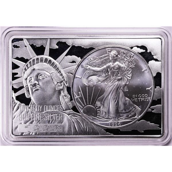 1996 $1 American Silver Eagle Coin & 2oz Silver Bar Set