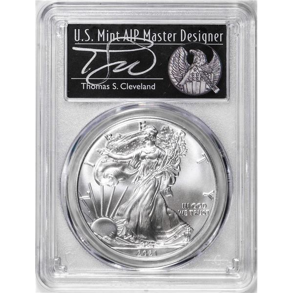 2021-(S) Ty. 1 $1 American Silver Eagle Coin PCGS MS70 Cleveland Signed San Francisco