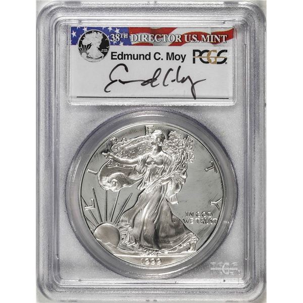 1999-P $1 Proof American Silver Eagle Coin PCGS PR69DCAM Edmund Moy Signature