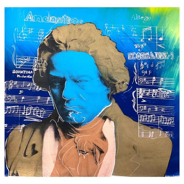 Steve Kaufman (1960-2010) "Beethoven" Original Mixed Media on Canvas