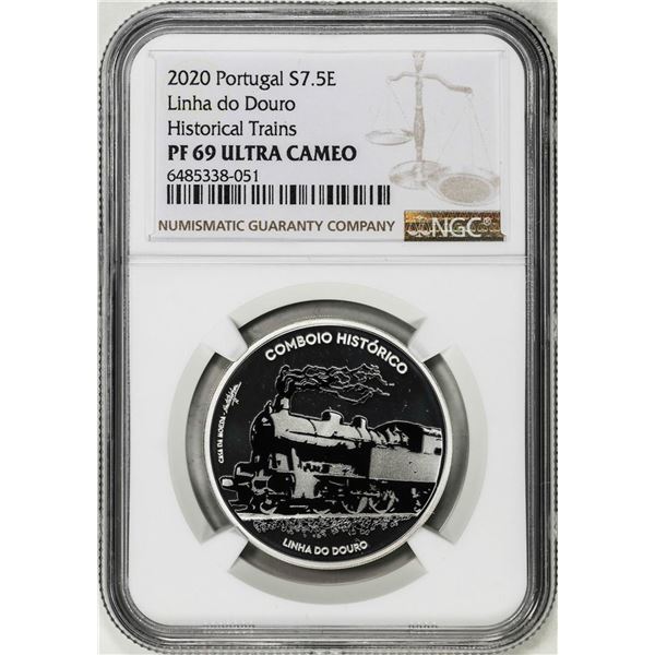 2020 Portugal 7.5 Euros Ibero Historic Train Proof Silver Coin NGC PF69 Ultra Cameo