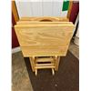 Image 1 : SET OF FOUR SOLID WOOD, PORTABLE TV TABLES