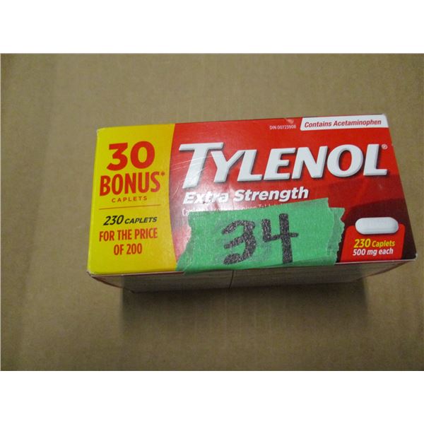 TYLENOL EXTRA STRENGTH CAPLETS (230) - PACKAGE