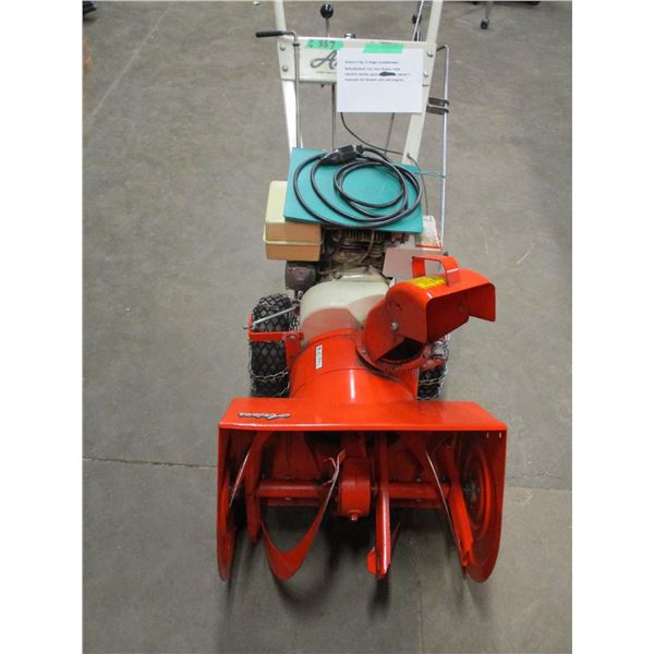 ARIENS 5 HP 2 STAGE SNOW BLOWER C/W TIRE CHAINS & ELECTRIC START