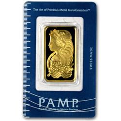 (1 oz) .9999+ Fine Gold Bar - Pamp Suisse (In Assay Card)