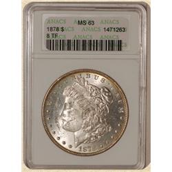 1878 8TF Morgan $ MS63 ANACS VAM-18 Doubled Date