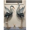 Image 1 : Large Hand Painted Metal Storks 36"