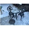 Image 1 : Metal Garden Table 2 Chairs Umbrella Stand