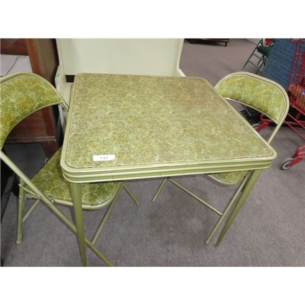 vintage folding card table & chairs