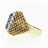Image 6 : Vintage 18k Gold 1.76 ctw Marquise Amethyst & Round Diamond Halo Textured Ring