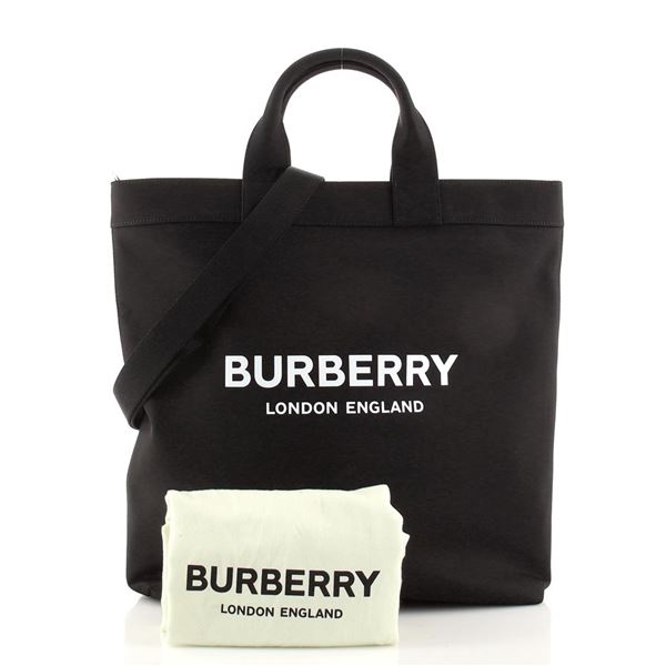 Burberry Logo Convertible Tote Nylon Large