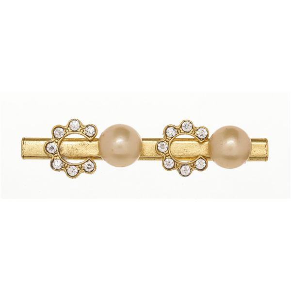Chanel Gold Pearl CC Hairclip
