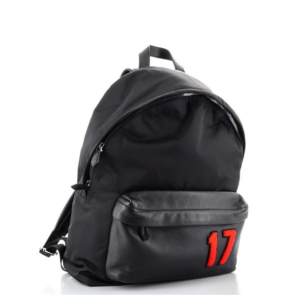Givenchy Classic Black Embroidered Canvas with Leather Large Backpack