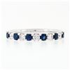 Image 4 : 18K White Gold .90 ctw Round Brilliant Diamond & Sapphire Wedding Band Stack Rin