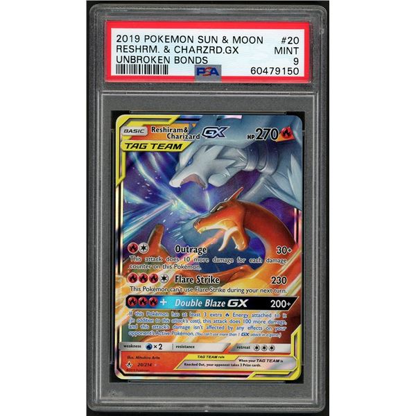 Pokemon: 2019 Reshiram & Charizard GX Unbroken Bonds (PSA 9)