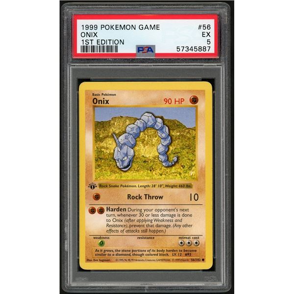 Pokemon: 1999 Onix 1st Edition Shadowless (PSA 5)
