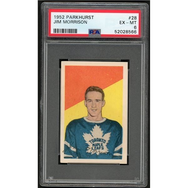 1952-53 Parkhurst #28 Jim Morrison RC (PSA 6)