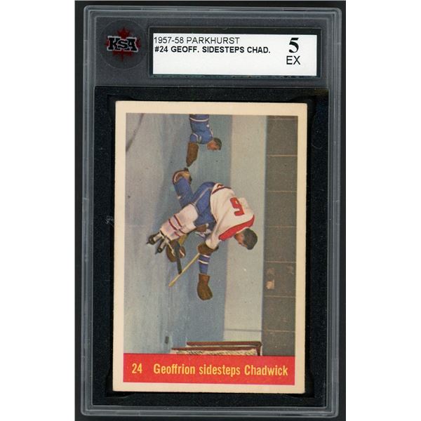 1957-58 Parkhurst #24M Geoffrion/Chadwick IA (KSA 5)
