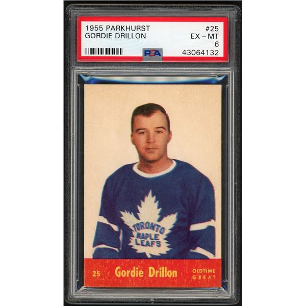 1955-56 Parkhurst #25 Gordie Drillon OTG (PSA 6)