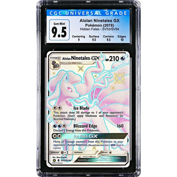 Pokemon: 2019 Alolan Ninetails GX - Hidden Fates (CGC 9.5) Gem Mint