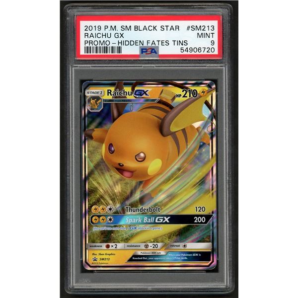 Pokemon: 2019 Raichu GX Hidden Fates Promo (PSA 9) MINT