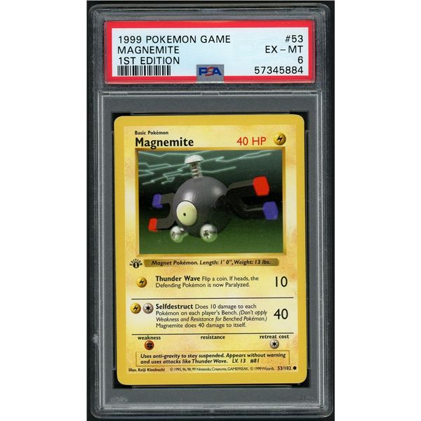 Pokemon: 1999 Magnemite Shadowless 1st Ed (PSA 6)