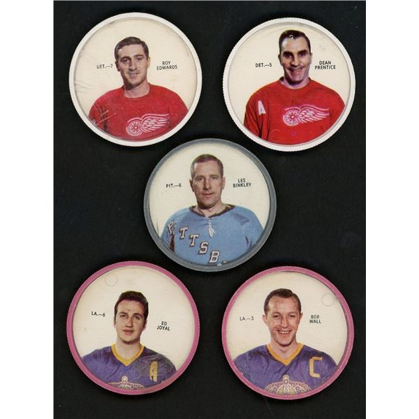 Lot of 5 x 1968-69 Shirriff Coins (Det/LA/Pitt)
