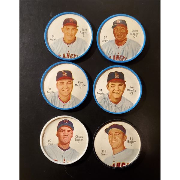 Lot of 6 x 1962 Salada Baseball Coins - Red Buttons