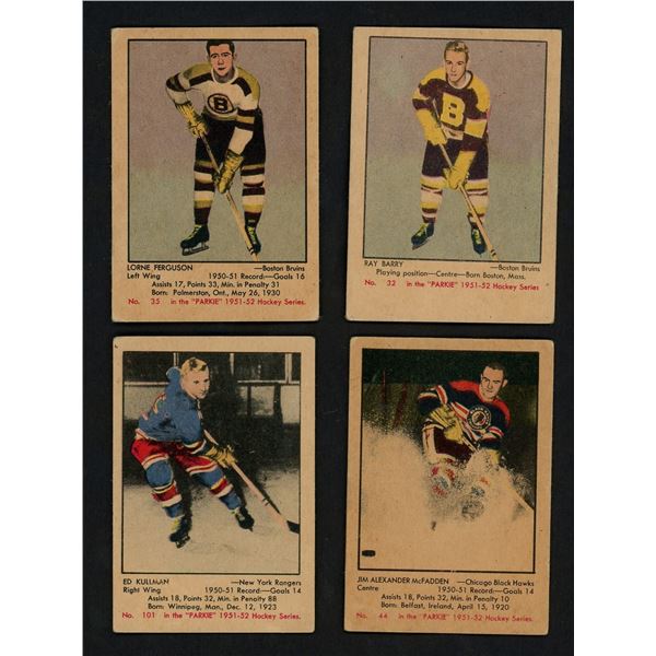 Lot of 4 x 1951-52 Parkhurst Hockey Cards