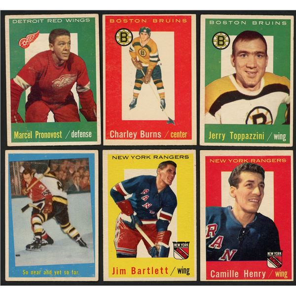 Lot of 6 x 1959-60 Topps Hockey Cards