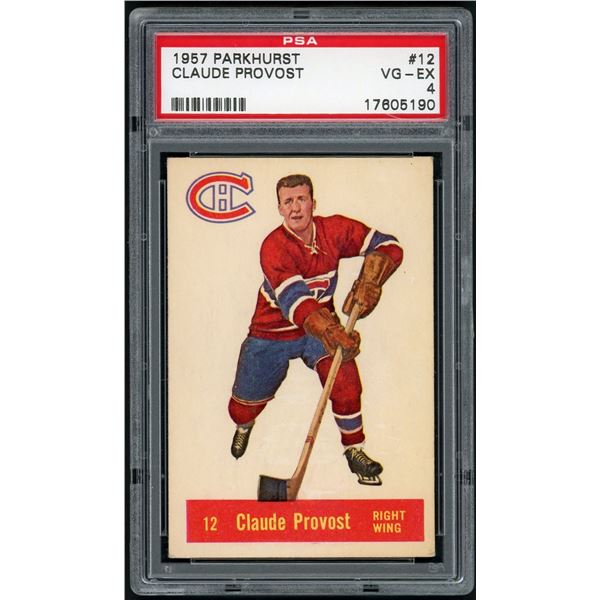 1957-58 Parkhurst #12M Claude Provost RC (PSA 4)