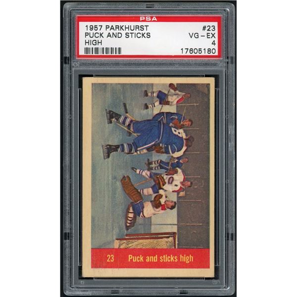1957-58 Parkhurst #M23 Pucks And Sticks High (PSA 4)
