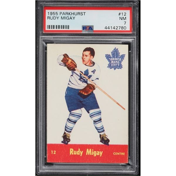 1955-56 Parkhurst #12 Rudy Migay (PSA 7)