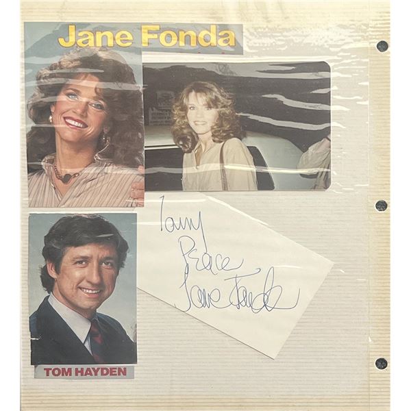 Jane Fonda signed photo album page
