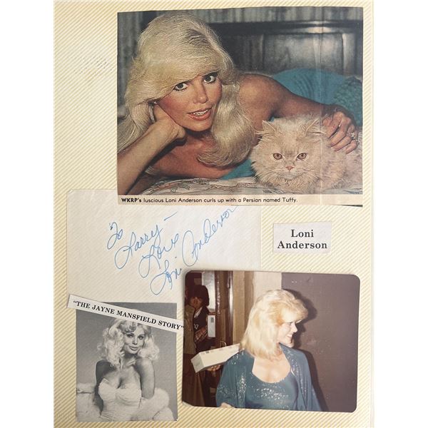Loni Anderson signed note and  photo collage