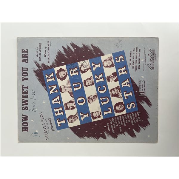 Bette Davis signed Thank Your Lucky Stars sheet music