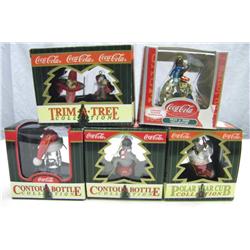 Five Coca Cola Christmas Orniments-