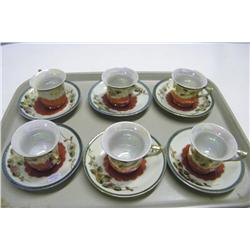 Six Oriental Cups & Saucers Signed Hinode-