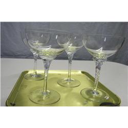 Four Crystal Wine Glasses-