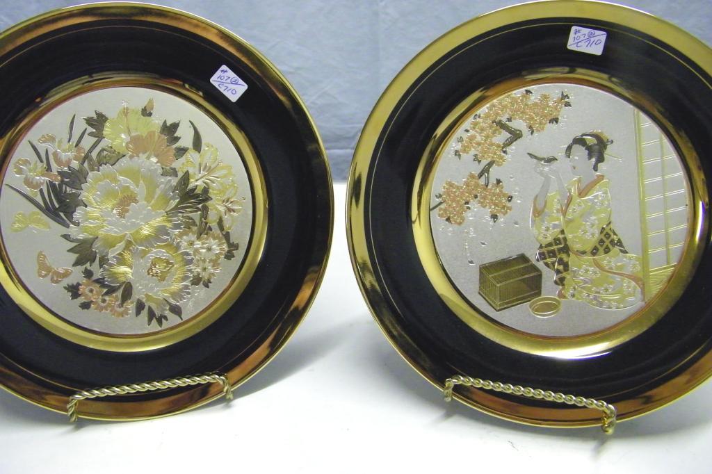 Two Japanese Chokin Plates