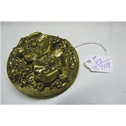 Vintage Brass Brooch-Floral Pattern-