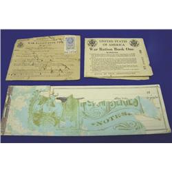 Two War Ration Books And Receipt Book -