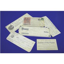 Assorted Receipts & Justice Of The Peace Card-
