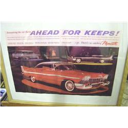 Framed Auto Advertisment-Plymouth-