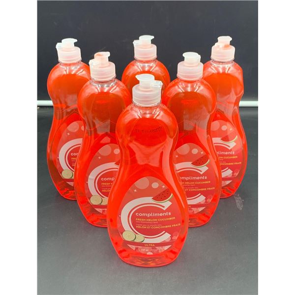 Compliments Fresh Melon Cucumber Ultra Dishwashing Liquid (6 x 739ml)