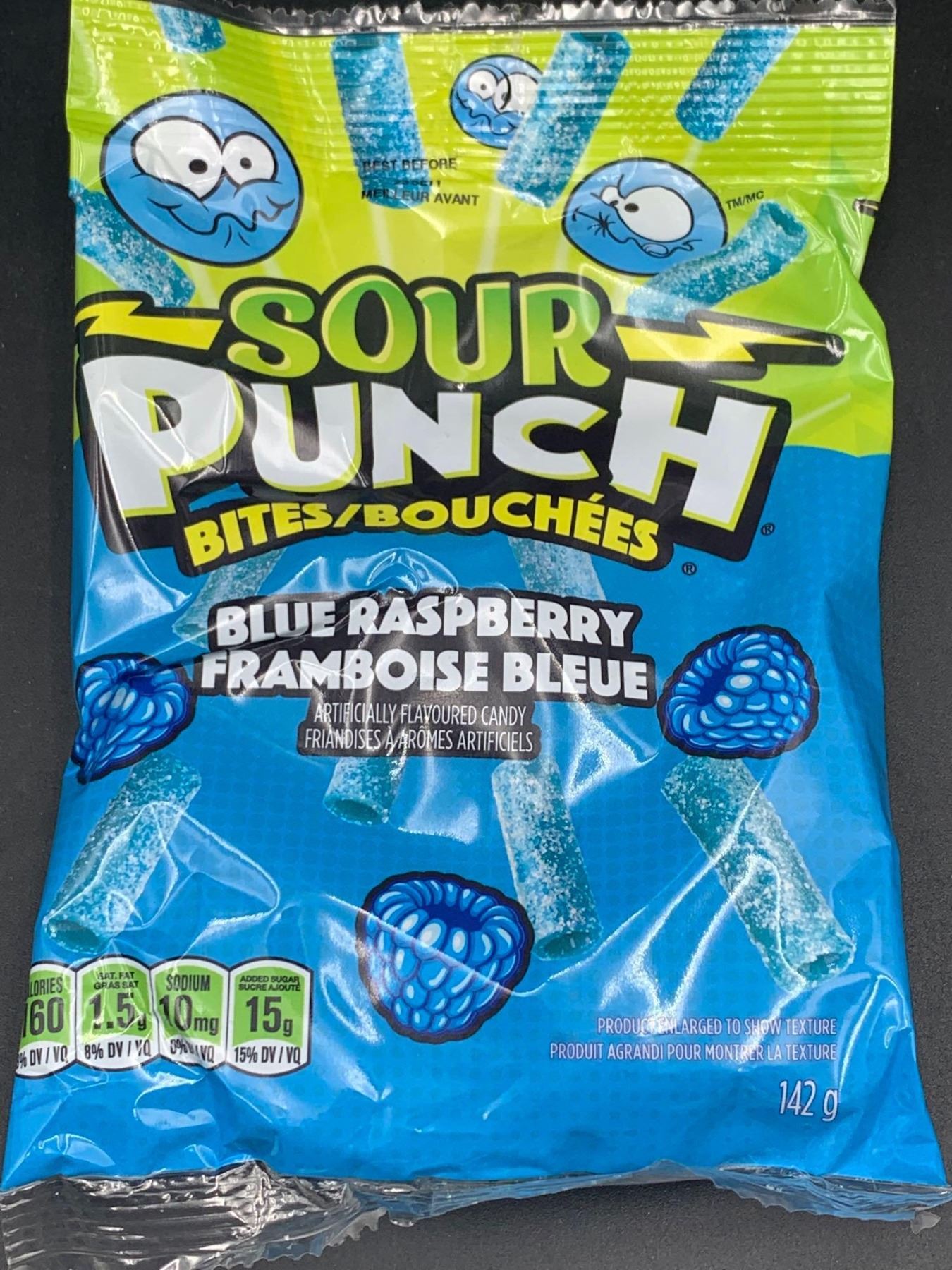 Sour Raspberry Chips Sour Punch Bites-Blue Raspberry Candy (6 x 142g)