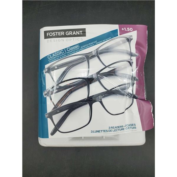 Foster Grant Classic Frame Reading Glasses (3 x 1.50)