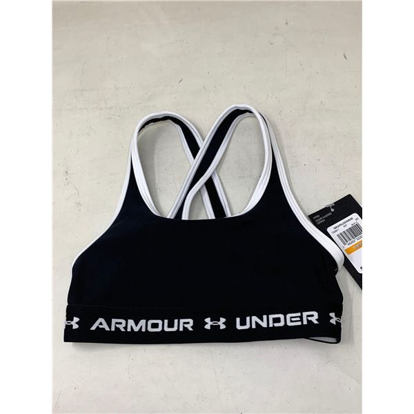 NEW Under Armour Crossback Sports Bra Black/white Dirls SM