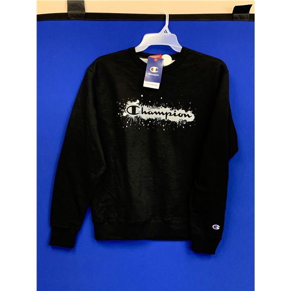NEW Champion Powerblend Paint Sweat Shirt Black Sz MED
